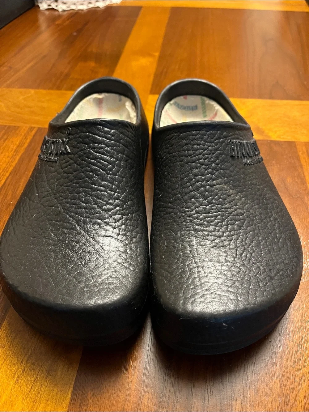 Birkenstock Black  man’s Slip-On Clogs with Logo Insole, 41 European, 26.5 USA